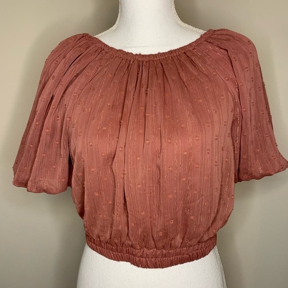 By the River Women Cropped on/off shoulder Top Size Medium Tencil - Picture 2 of 8